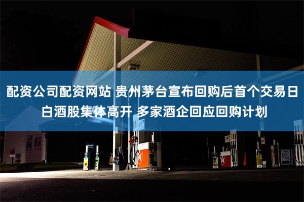 配资公司配资网站 贵州茅台宣布回购后首个交易日 白酒股集体高开 多家酒企回应回购计划