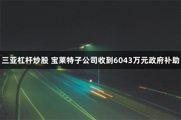 三亚杠杆炒股 宝莱特子公司收到6043万元政府补助